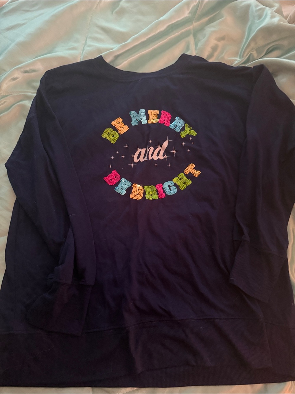 Navy 'Be Merry and Be Bright' Graphic Sweatshirt